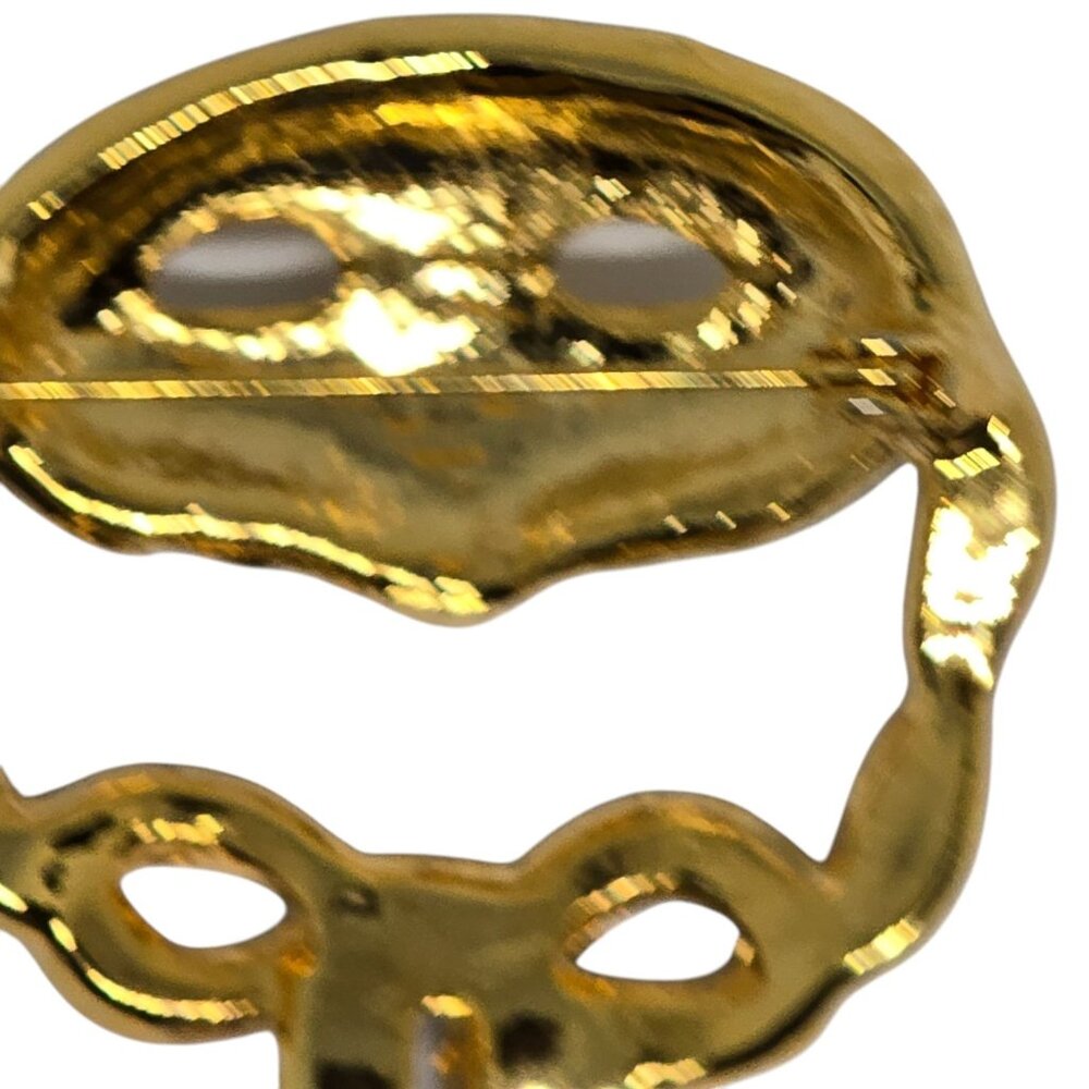 Mardi Gras Enamel Mask Brooch Pin Gold Tone Rhinestone Carnivale Masquerade - Picture 8 of 8